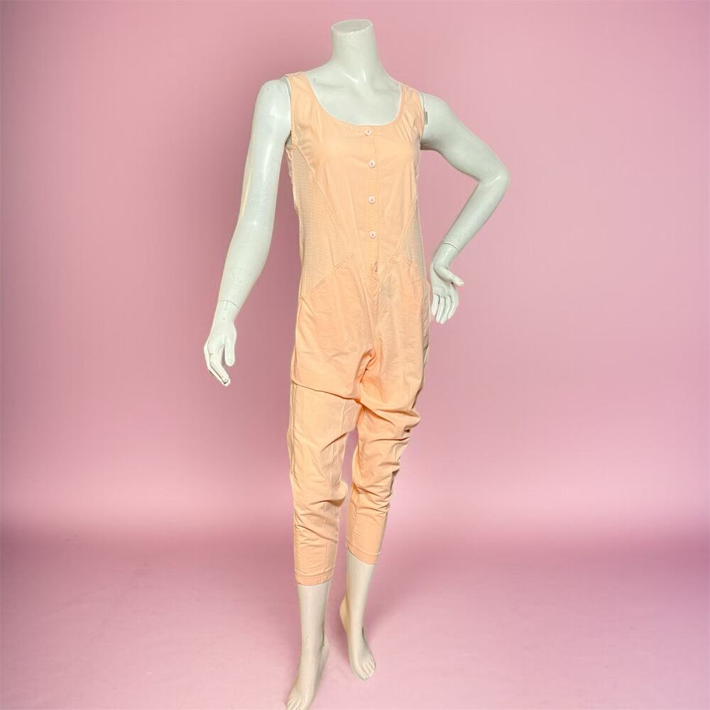 VINTAGE 90s Pastel Pink Jumpsuit Size 0 Sleeveless Minimalist Knit One Piece